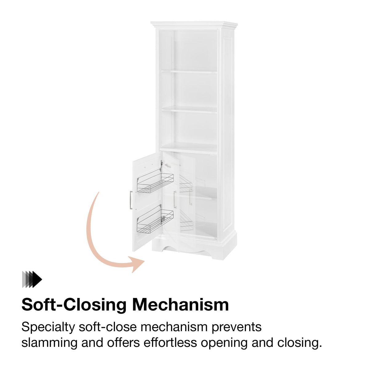 allen + roth Rutherfurd 24-in x 72-in x 15.98-in Swan White Wood Freestanding Soft Close Linen Cabinet
