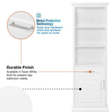 allen + roth Rutherfurd 24-in x 72-in x 15.98-in Swan White Wood Freestanding Soft Close Linen Cabinet