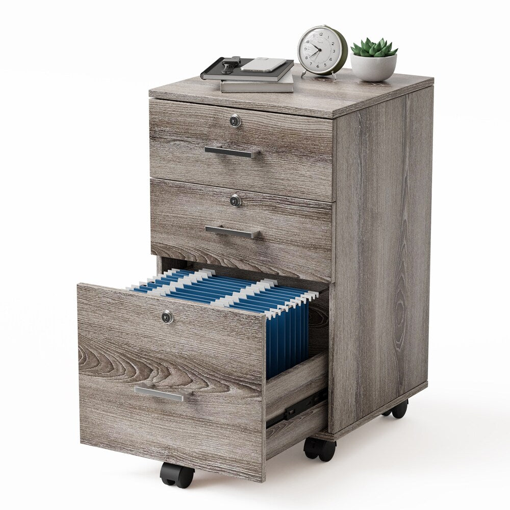 Winado Grey Oak 3-Drawer 19.69-in File Cabinet