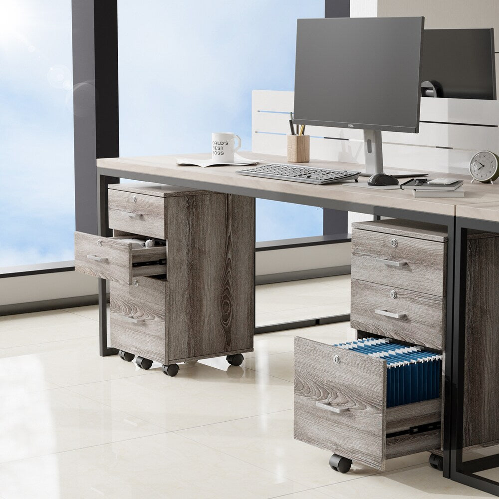 Winado Grey Oak 3-Drawer 19.69-in File Cabinet