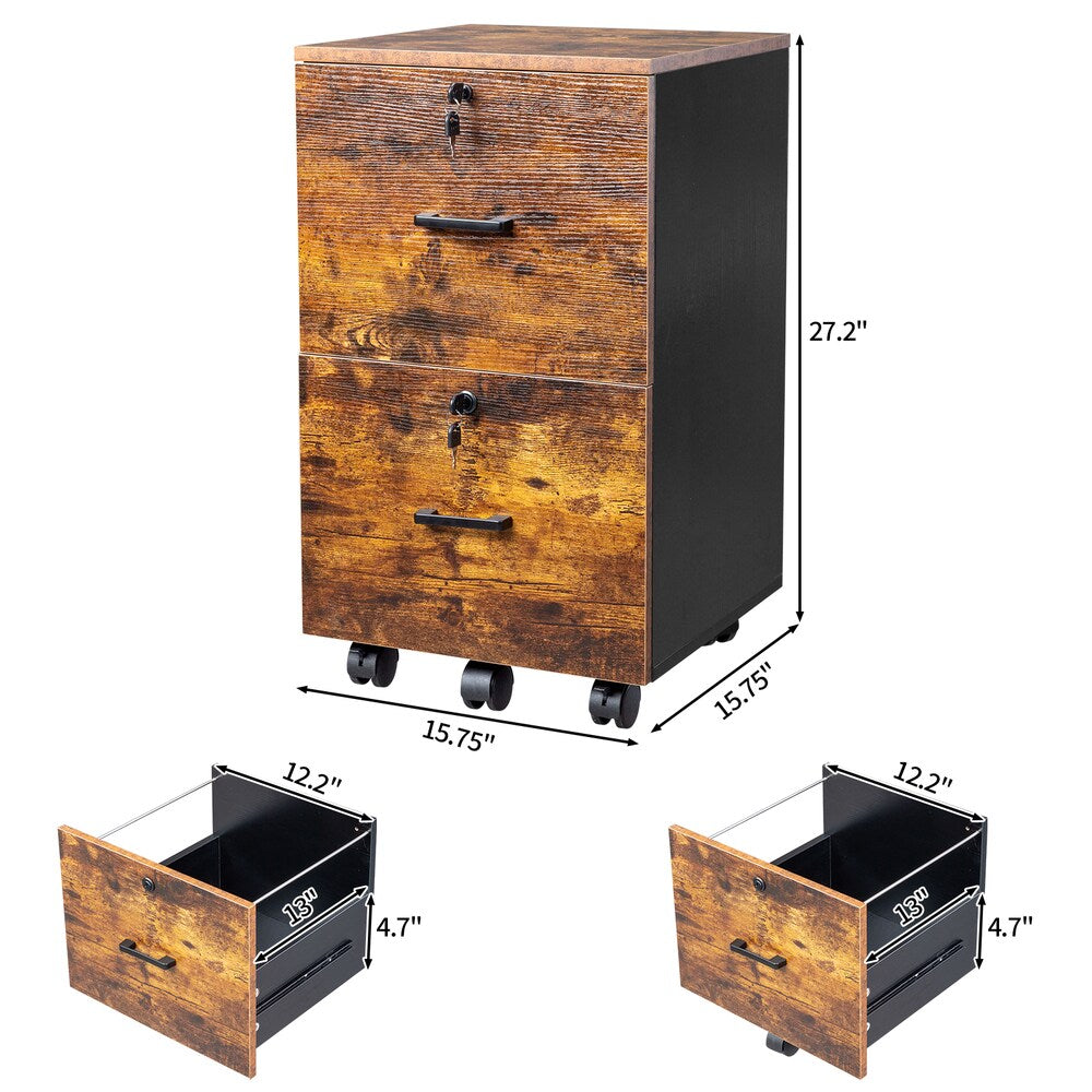 Winado Black On Brown 2-Drawer 15.75-in File Cabinet