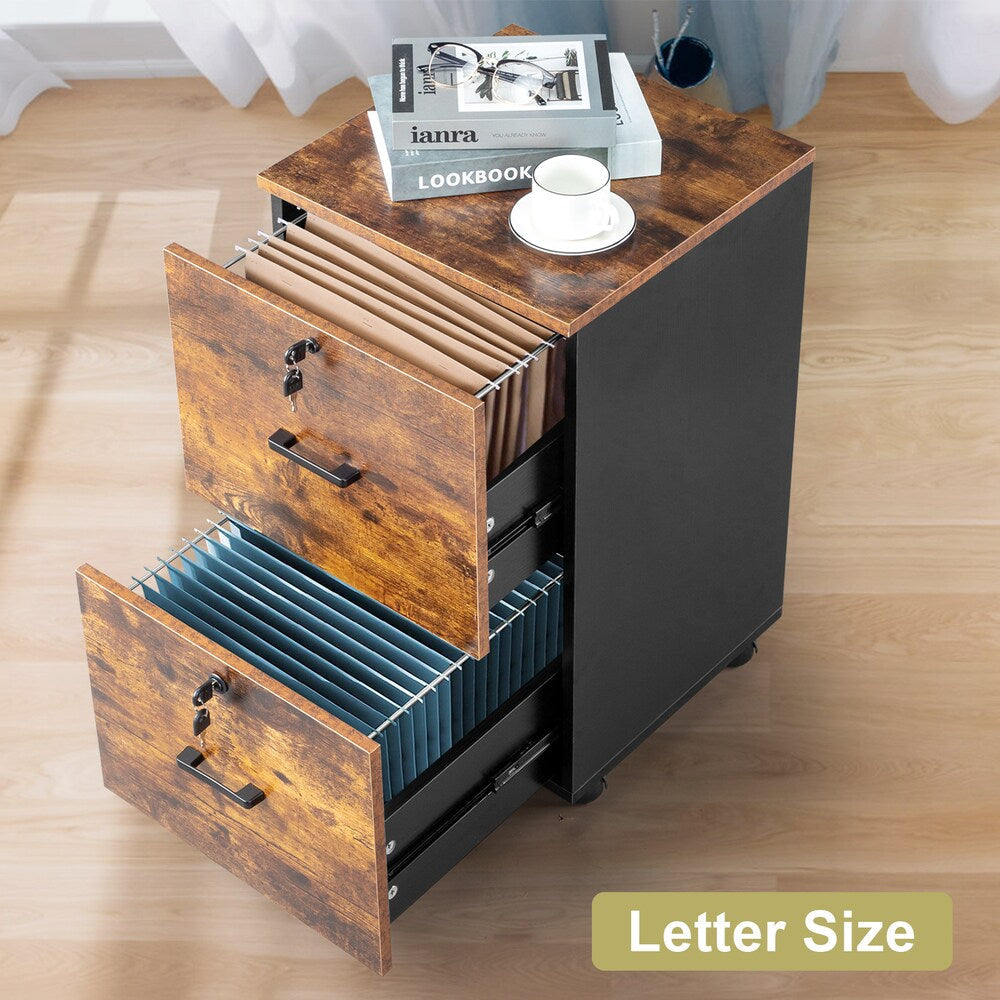 Winado Black On Brown 2-Drawer 15.75-in File Cabinet