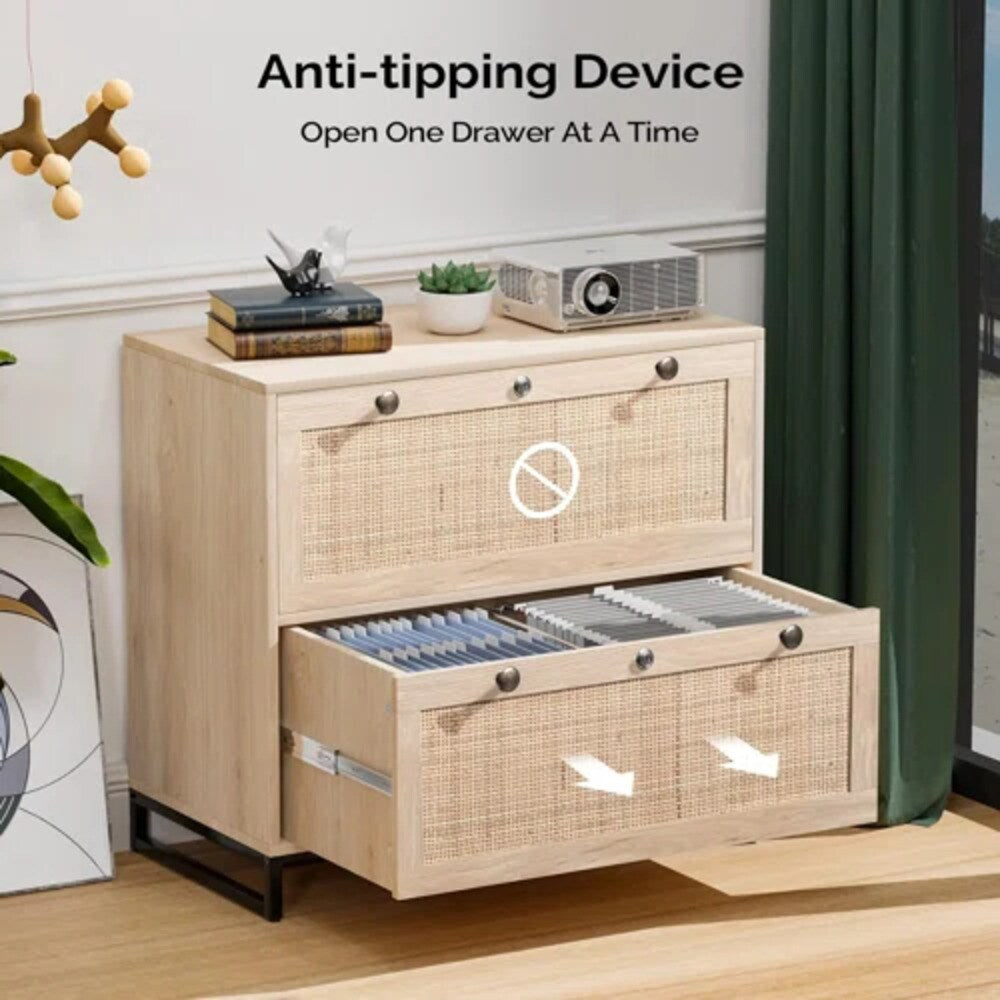 Winado Light Oak 2-Drawer 29.53-in File Cabinet