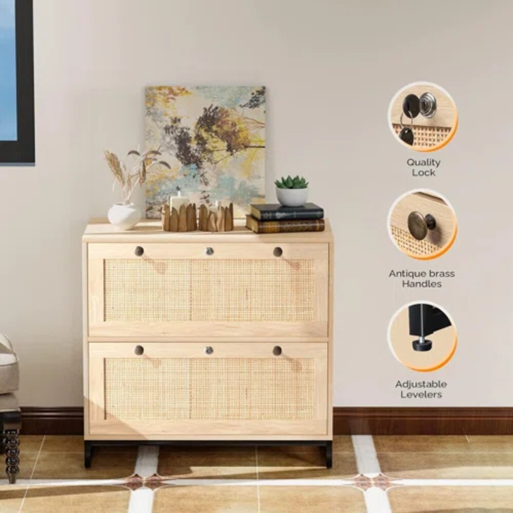 Winado Light Oak 2-Drawer 29.53-in File Cabinet