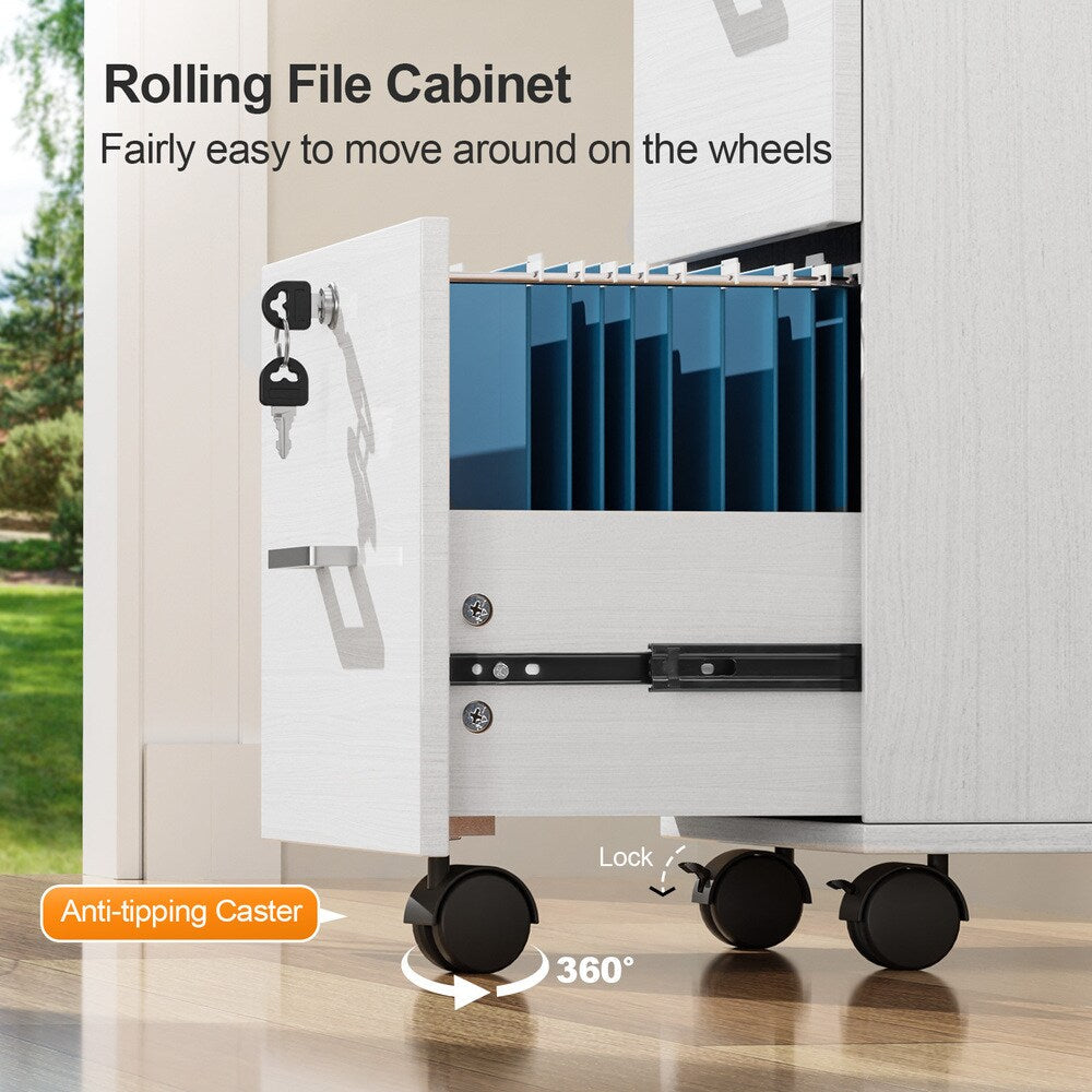Winado White 2-Drawer 15.75-in File Cabinet