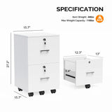 Winado White 2-Drawer 15.75-in File Cabinet