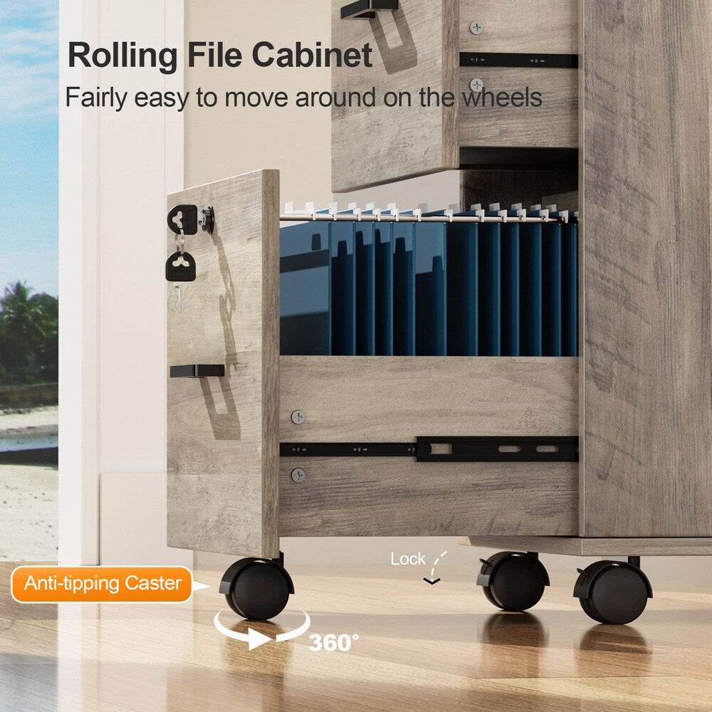 Winado Grey Oak 2-Drawer 15.75-in File Cabinet