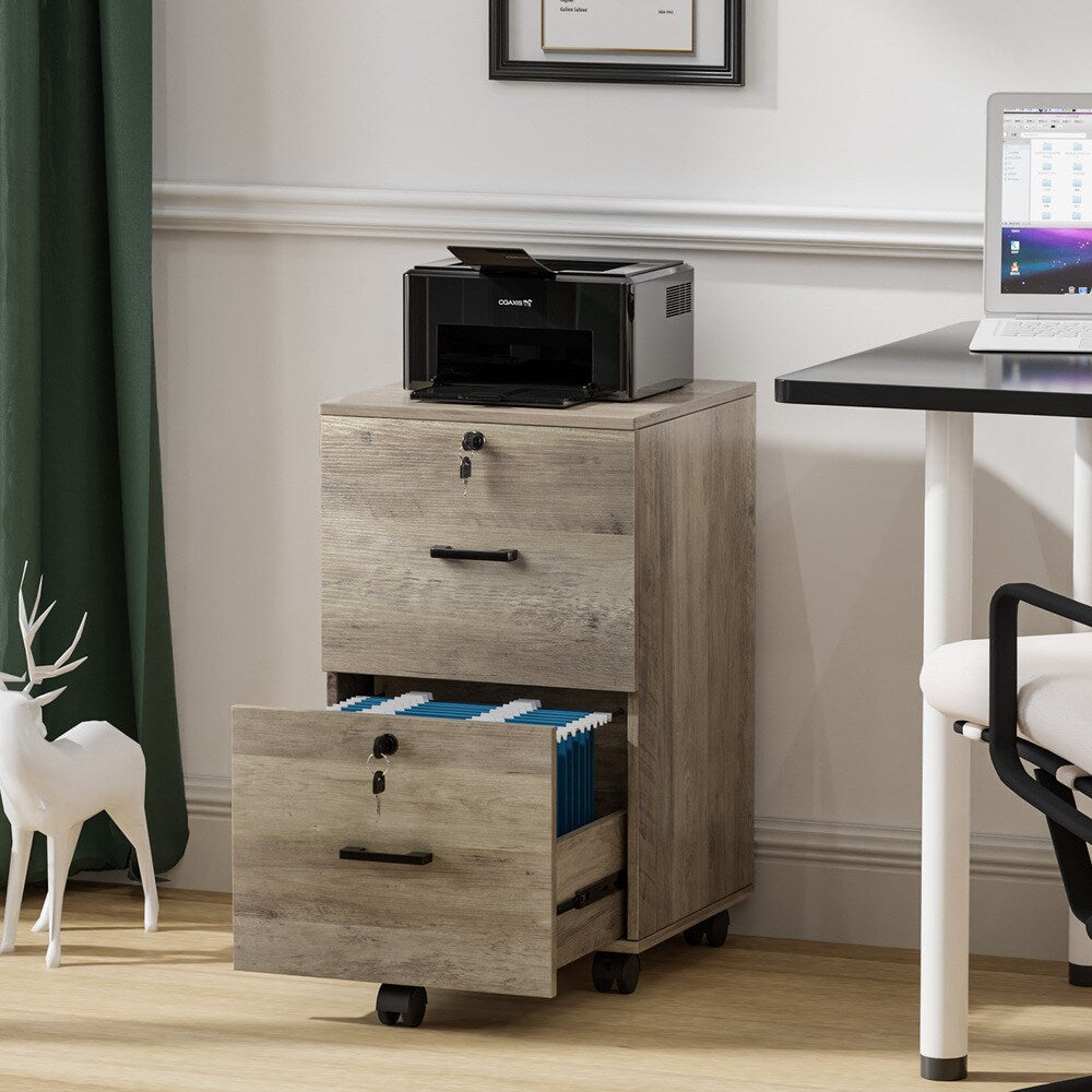 Winado Grey Oak 2-Drawer 15.75-in File Cabinet