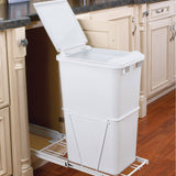 Rev-A-Shelf 50-Quart Plastic Pull-Out Trash Can, White, Single Bin