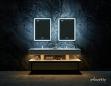 Ancerre Designs Pagani 24-in x 32-in Lighted LED Fog Free Surface/Recessed Mount Black Mirrored Soft Close Medicine Cabinet with Outlet