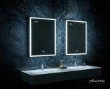 Ancerre Designs Pagani 24-in x 32-in Lighted LED Fog Free Surface/Recessed Mount Black Mirrored Soft Close Medicine Cabinet with Outlet