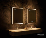 Ancerre Designs Pagani 24-in x 32-in Lighted LED Fog Free Surface/Recessed Mount Black Mirrored Soft Close Medicine Cabinet with Outlet