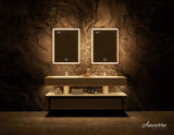 Ancerre Designs Pagani 24-in x 32-in Lighted LED Fog Free Surface/Recessed Mount Black Mirrored Soft Close Medicine Cabinet with Outlet