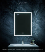 Ancerre Designs Pagani 24-in x 32-in Lighted LED Fog Free Surface/Recessed Mount Black Mirrored Soft Close Medicine Cabinet with Outlet