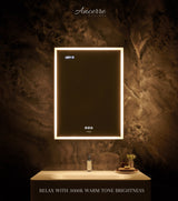 Ancerre Designs Pagani 24-in x 32-in Lighted LED Fog Free Surface/Recessed Mount Black Mirrored Soft Close Medicine Cabinet with Outlet