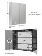 Ancerre Designs Pagani 30-in x 32-in Lighted LED Fog Free Surface/Recessed Mount Black Mirrored Soft Close Medicine Cabinet with Outlet
