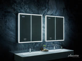 Ancerre Designs Pagani 30-in x 32-in Lighted LED Fog Free Surface/Recessed Mount Black Mirrored Soft Close Medicine Cabinet with Outlet
