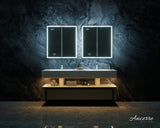 Ancerre Designs Pagani 30-in x 32-in Lighted LED Fog Free Surface/Recessed Mount Black Mirrored Soft Close Medicine Cabinet with Outlet