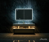 Ancerre Designs Pagani 36-in x 32-in Lighted LED Fog Free Surface/Recessed Mount Black Mirrored Soft Close Medicine Cabinet with Outlet