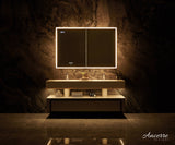 Ancerre Designs Pagani 36-in x 32-in Lighted LED Fog Free Surface/Recessed Mount Black Mirrored Soft Close Medicine Cabinet with Outlet