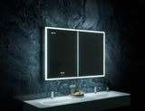 Ancerre Designs Pagani 36-in x 32-in Lighted LED Fog Free Surface/Recessed Mount Black Mirrored Soft Close Medicine Cabinet with Outlet