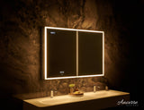 Ancerre Designs Pagani 36-in x 32-in Lighted LED Fog Free Surface/Recessed Mount Black Mirrored Soft Close Medicine Cabinet with Outlet