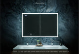 Ancerre Designs Pagani 36-in x 32-in Lighted LED Fog Free Surface/Recessed Mount Black Mirrored Soft Close Medicine Cabinet with Outlet