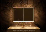 Ancerre Designs Pagani 36-in x 32-in Lighted LED Fog Free Surface/Recessed Mount Black Mirrored Soft Close Medicine Cabinet with Outlet