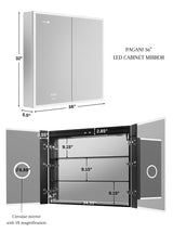 Ancerre Designs Pagani 36-in x 32-in Lighted LED Fog Free Surface/Recessed Mount Black Mirrored Soft Close Medicine Cabinet with Outlet