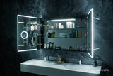 Ancerre Designs Pagani 36-in x 32-in Lighted LED Fog Free Surface/Recessed Mount Black Mirrored Soft Close Medicine Cabinet with Outlet