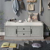GZMR Storage Bench with 2 Drawers and 2 Cabinets Modern Gray Storage Bench with Storage 42.5-in x 15.1-in x 17.5-in