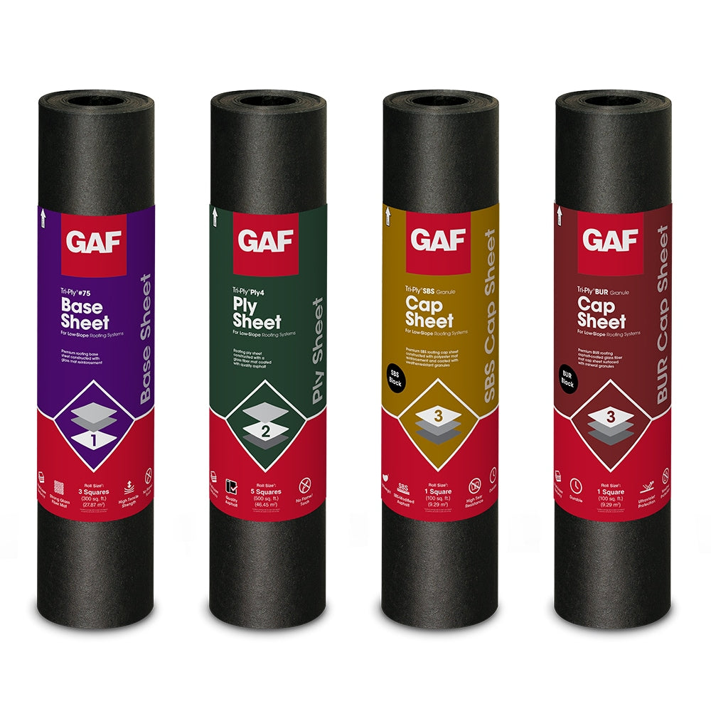 GAF Tri-Ply APP Granule Cap Sheet, 3.3-ft W x 32.25-ft L, 100-sq ft, White Roll Roofing