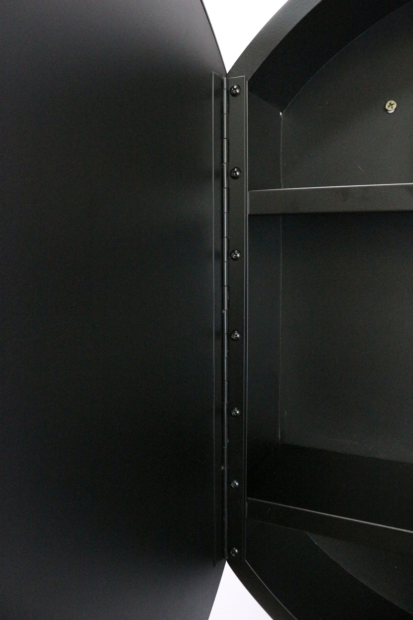 WELLFOR AO 24-in x 24-in Surface Mount Black Mirrored Round Medicine Cabinet