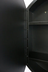 WELLFOR AO 24-in x 24-in Surface Mount Black Mirrored Round Medicine Cabinet
