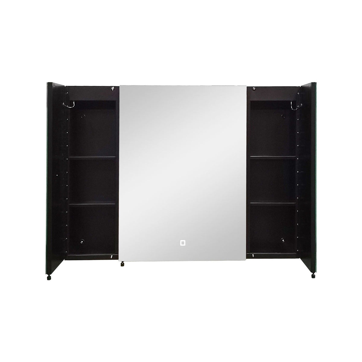 WELLFOR 36-in x 26-in Lighted LED Fog Free Surface Mount Black Mirrored Medicine Cabinet