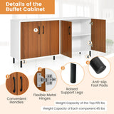 Clihome storage kitchen side cabinet 58-in W x 30-in H x 16-in D White and Brown Base Ready To Assemble Cabinet (Flat Panel Slab Door Style)