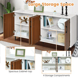 Clihome storage kitchen side cabinet 58-in W x 30-in H x 16-in D White and Brown Base Ready To Assemble Cabinet (Flat Panel Slab Door Style)