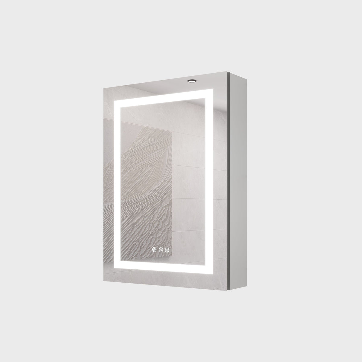 WELLFOR 20-in x 28-in Lighted LED Fog Free Surface Mount Silver Mirrored Soft Close Medicine Cabinet