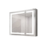 WELLFOR 36-in x 30-in Lighted LED Fog Free Surface Mount Silver Mirrored Soft Close Medicine Cabinet