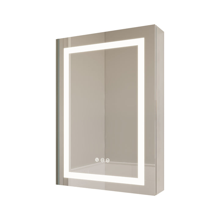WELLFOR 26-in x 20-in Lighted LED Fog Free Surface/Recessed Mount Silver Mirrored Soft Close Medicine Cabinet