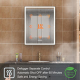 WELLFOR W12 60-in x 30-in Lighted LED Fog Free Surface/Recessed Mount Anodized Black Aluminum Mirrored Soft Close Medicine Cabinet with Outlet