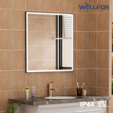 WELLFOR AYLA 30-in x 30-in Lighted LED Fog Free Surface/Recessed Mount Black Soft Close Medicine Cabinet with Outlet