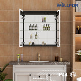 WELLFOR AYLA 30-in x 30-in Lighted LED Fog Free Surface/Recessed Mount Black Soft Close Medicine Cabinet with Outlet