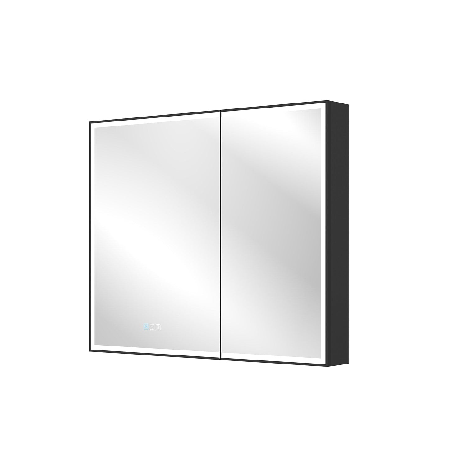 WELLFOR AYLA 36-in x 30-in Lighted LED Fog Free Surface/Recessed Mount Black Soft Close Medicine Cabinet with Outlet