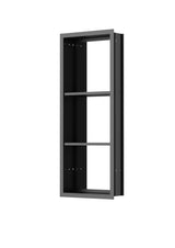 WELLFOR 12-in X 30-in Matte Black Metal Mirrored Side Storage Shelf for Medicine Cabinet