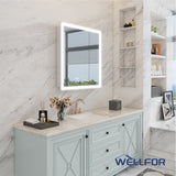 WELLFOR AURORA 30-in x 32-in Lighted LED Fog Free Surface/Recessed Mount Silver Mirrored Soft Close Medicine Cabinet