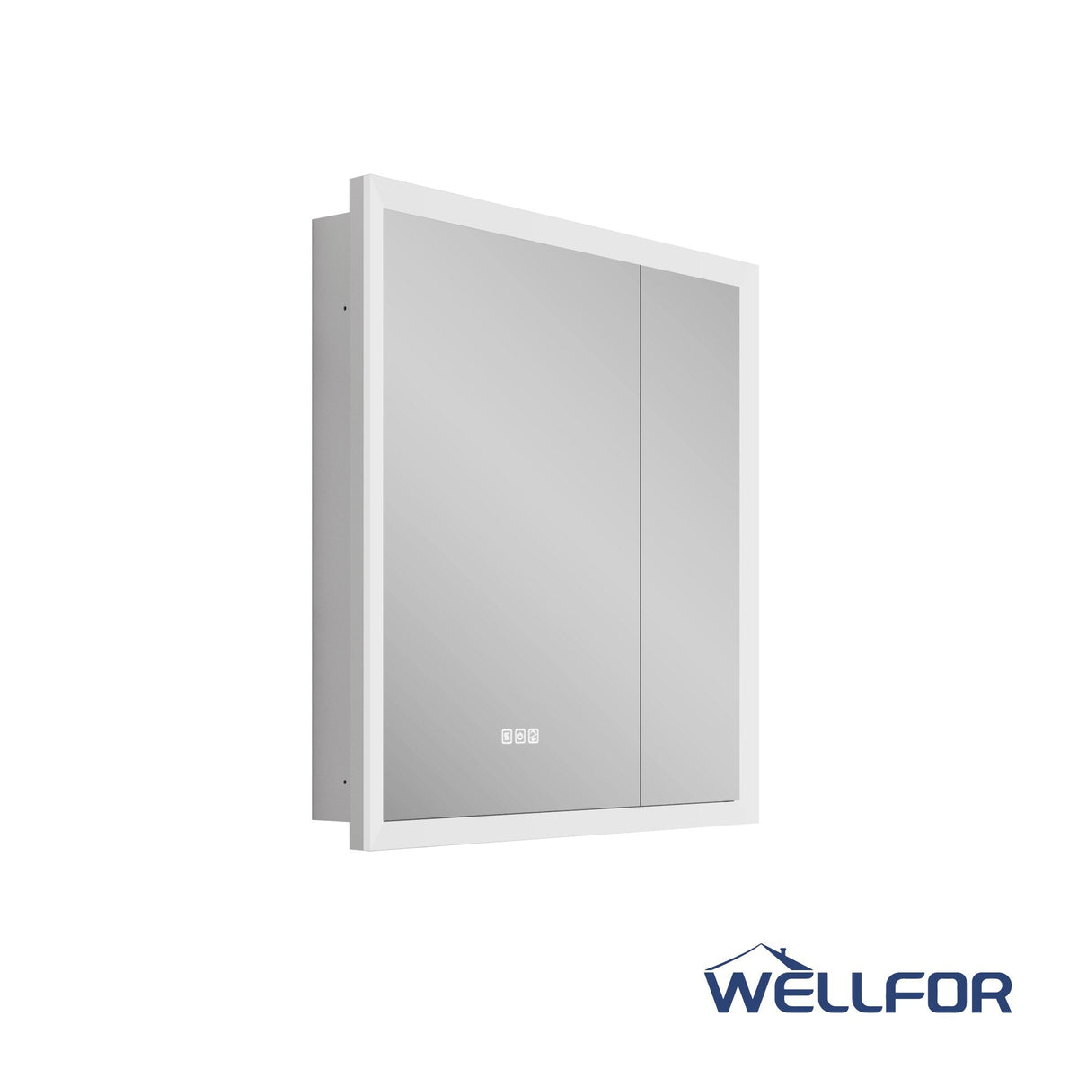 WELLFOR AURORA 30-in x 32-in Lighted LED Fog Free Surface/Recessed Mount Silver Mirrored Soft Close Medicine Cabinet