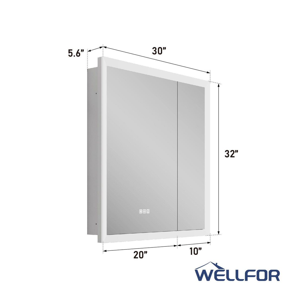 WELLFOR AURORA 30-in x 32-in Lighted LED Fog Free Surface/Recessed Mount Silver Mirrored Soft Close Medicine Cabinet