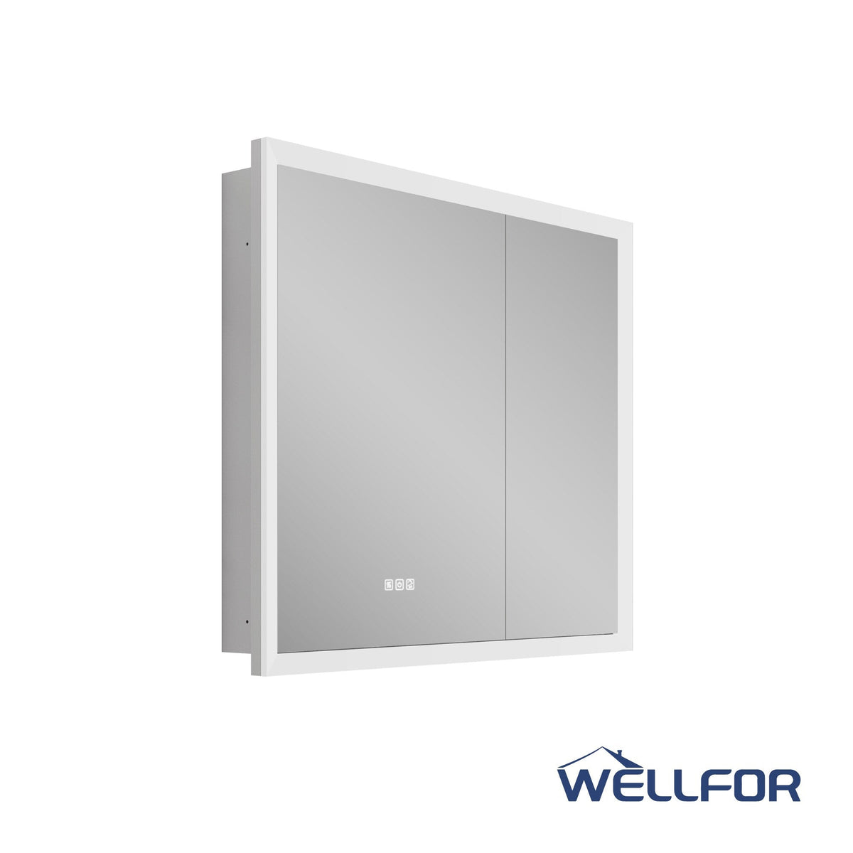 WELLFOR AURORA 36-in x 32-in Lighted LED Fog Free Surface/Recessed Mount Silver Mirrored Soft Close Medicine Cabinet