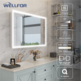 WELLFOR AURORA 48-in x 32-in Lighted LED Fog Free Surface/Recessed Mount Silver Mirrored Soft Close Medicine Cabinet